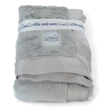 Luxury Baby Blanket with Satin Trim - Silver