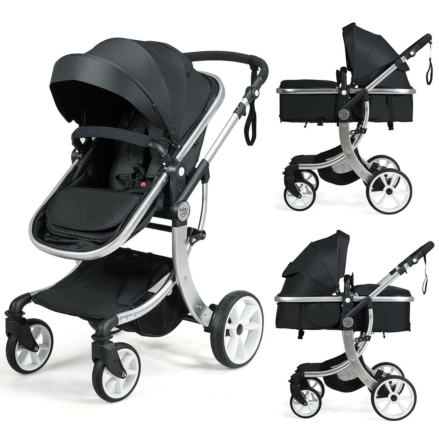 Reversible Baby Stroller with Bassinet Seat and Diaper Bag