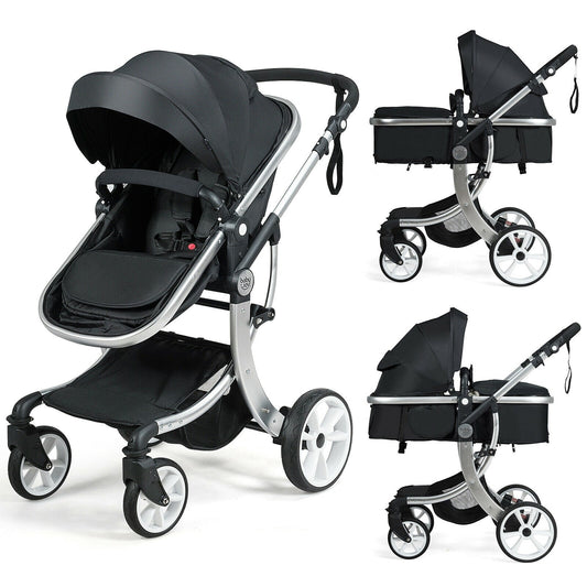 Reversible Baby Stroller with Bassinet Seat and Diaper Bag